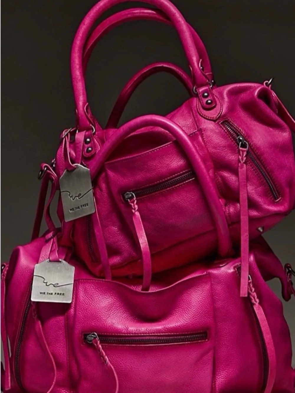 NWT We The Free Emerson Tote Bag BABY Leather Satchel very Berry